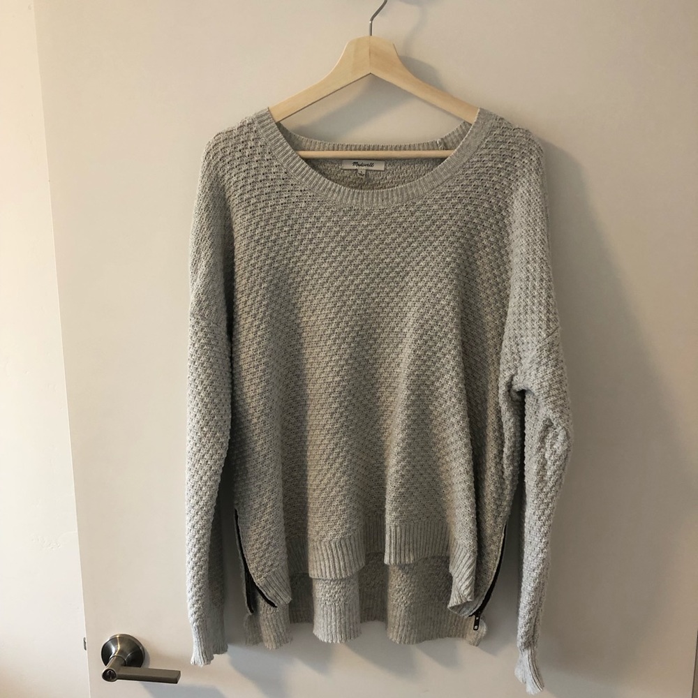 Madewell waffle gray sweater - L